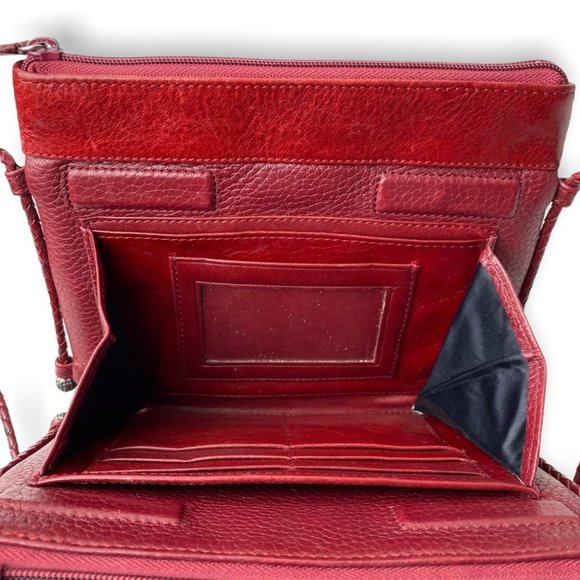 Brighton Red Leather Small Crossbody Bag with Braided Straps - Picture 7 of 11
